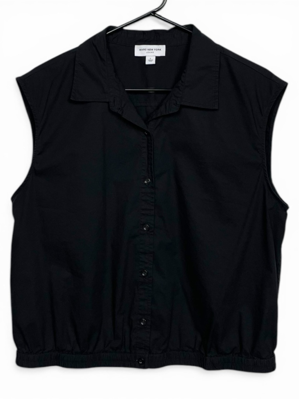 Marc New York Black Collared boxy Button-Up Top size Large